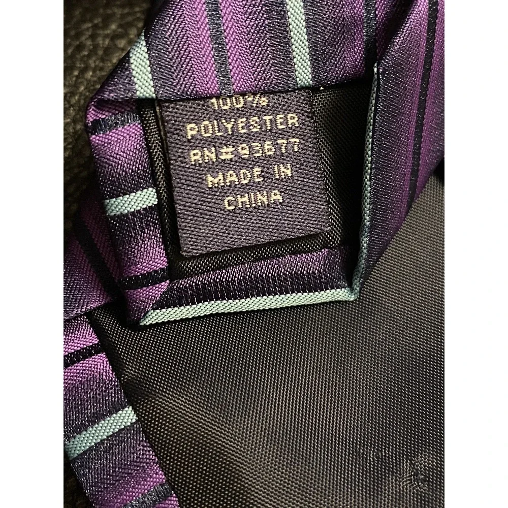 Stafford Men's Necktie Silk Black/Purple/Mint Classic Stripes Work /Special Even